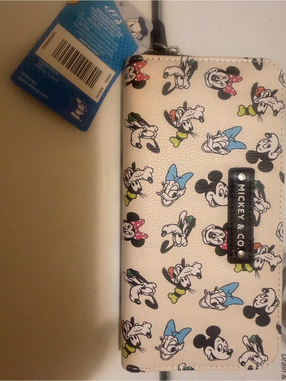 Disney Cream Wallet Phone Case with Multicolor Mickey & Friends Faces
